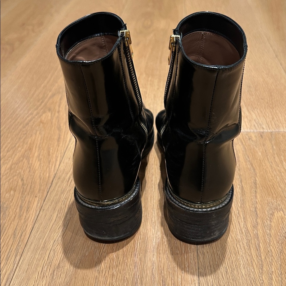 Marni Glossy Black Leather Ankle Boots - Picture 3 of 6